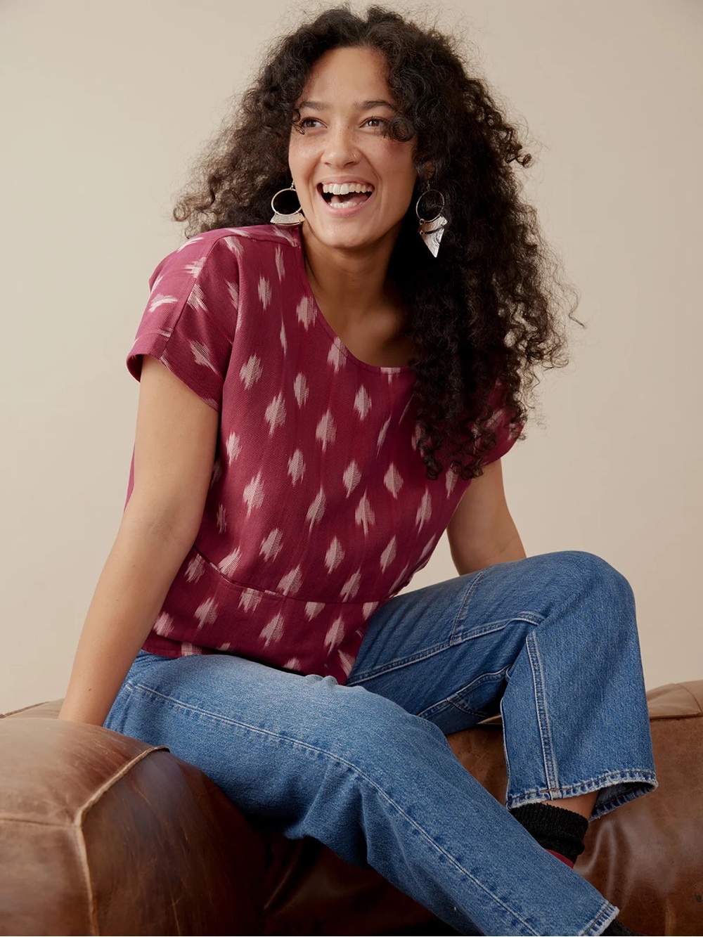 Mata Traders Dana Top - Garnet Ikat
